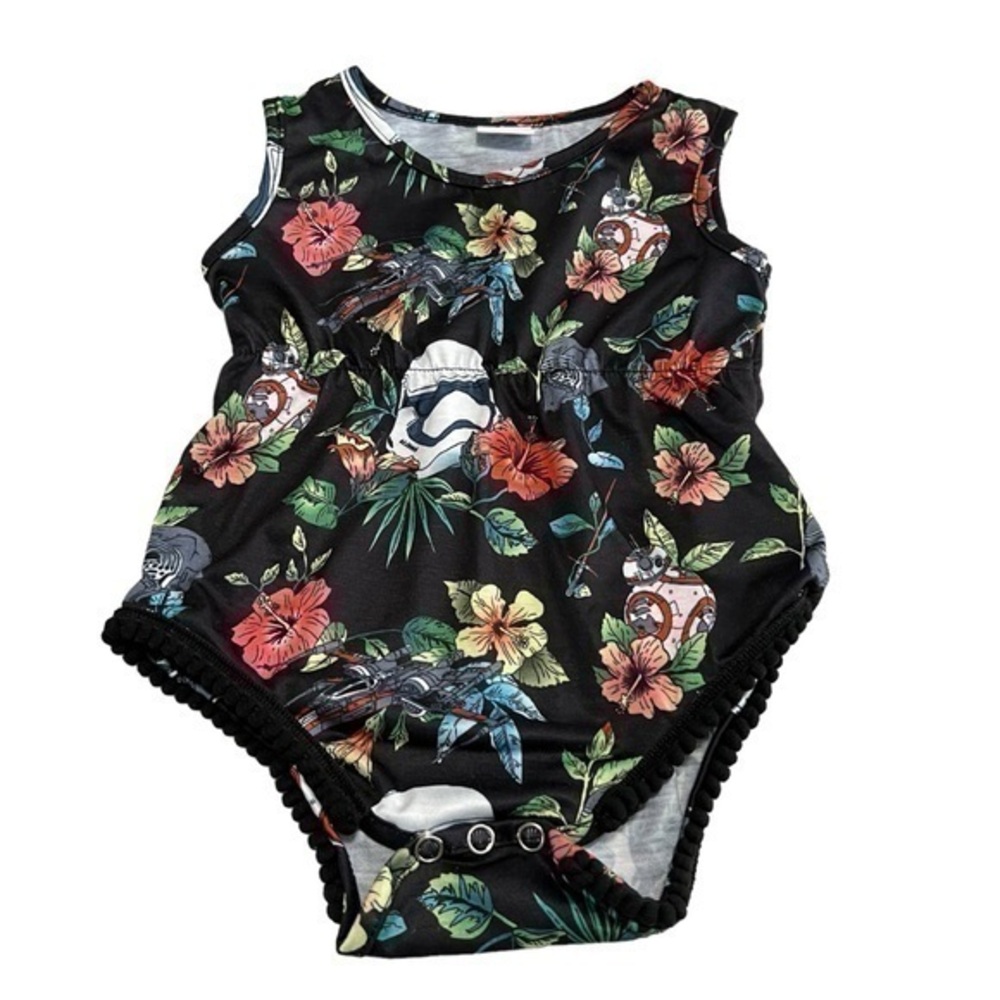 Star Wars Black Floral Kids One Piece